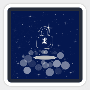 lock, security, reliability, protection, illustration, night, light, shine, universe, cosmos, galaxy Sticker